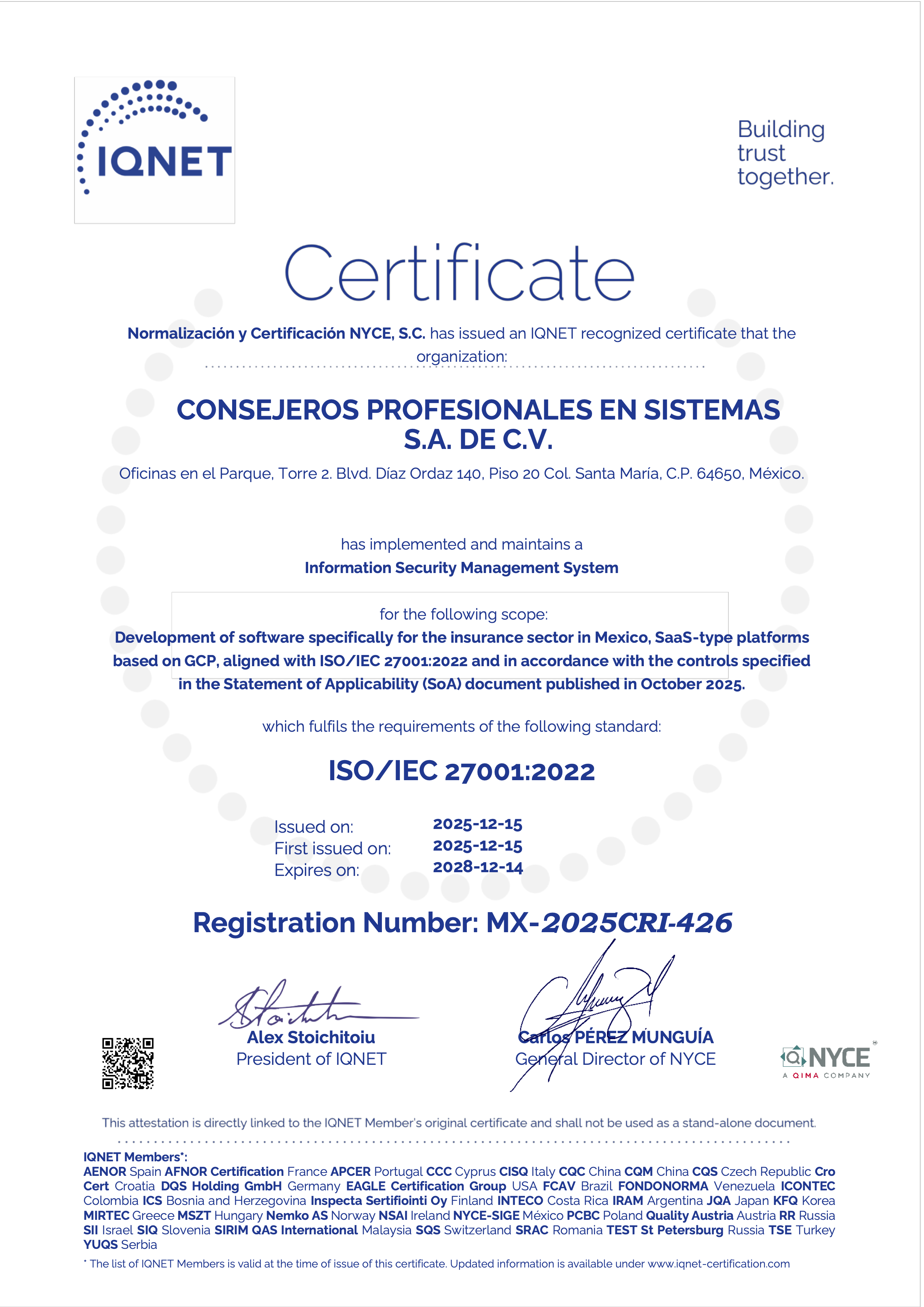 Certificado ISO 27001